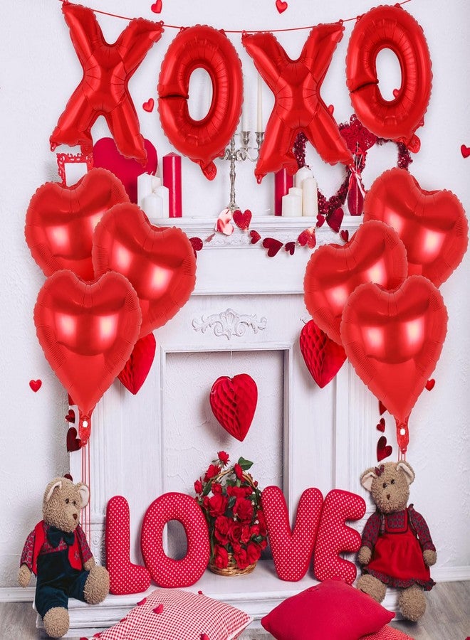 بالونات XOXO مقاس 16 بوصة، بالونات على شكل قلب مقاس 18 بوصة، بالون عيد الحب، لافتة بالونات فويل على شكل حب لحفلات الزفاف والخطوبة ويوم الصديقات وحفلات توديع العزوبية - Image 3